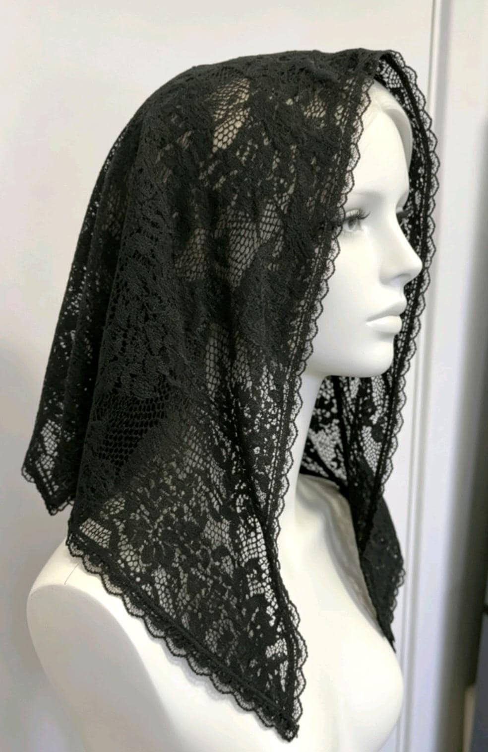 Black Thick Lace Veil Mantilla Victorian Catholic Gothic Bride Costume