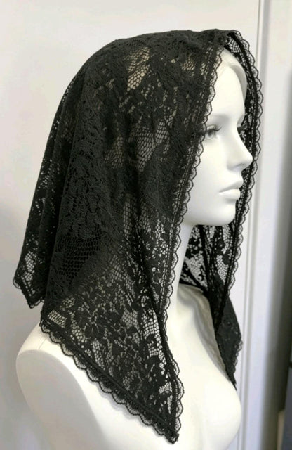 Black Thick Lace Veil Mantilla Victorian Catholic Gothic Bride Costume