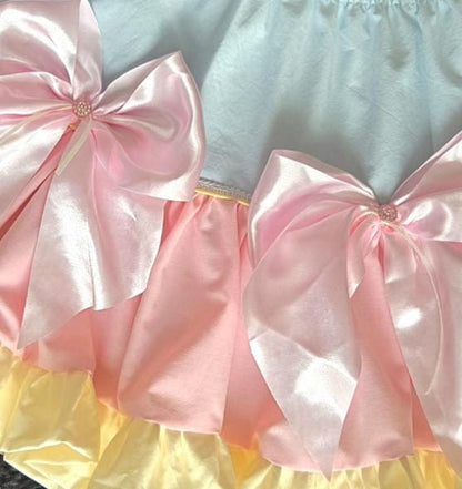 Pink Lemon Blue Sweet Lolita Kawaii Skirt - Frills Bows Kei Size 8 - 10 (UK)