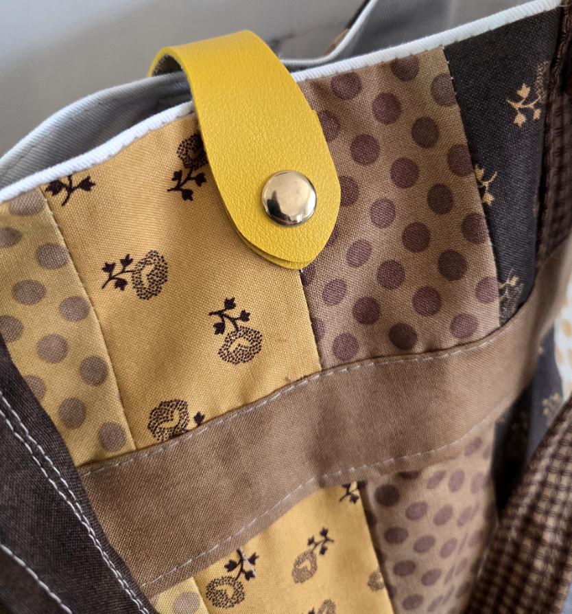 Mustard Yellow Brown Patchwork Tote Bag Fully Lined, Shopper, Holiday, Festival