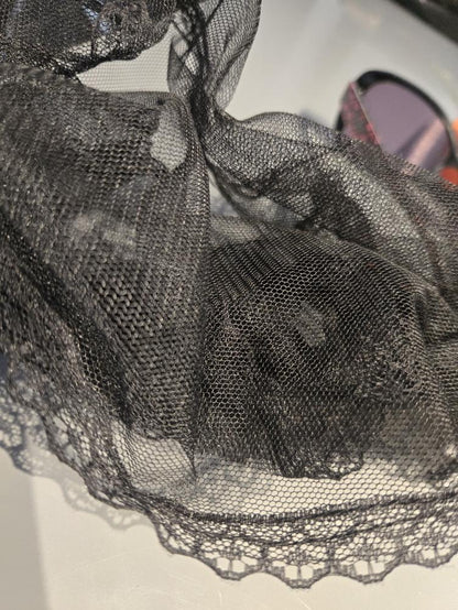 Black Net & Lace Veil D Shape Mantilla Victorian Catholic Gothic Bride Costume