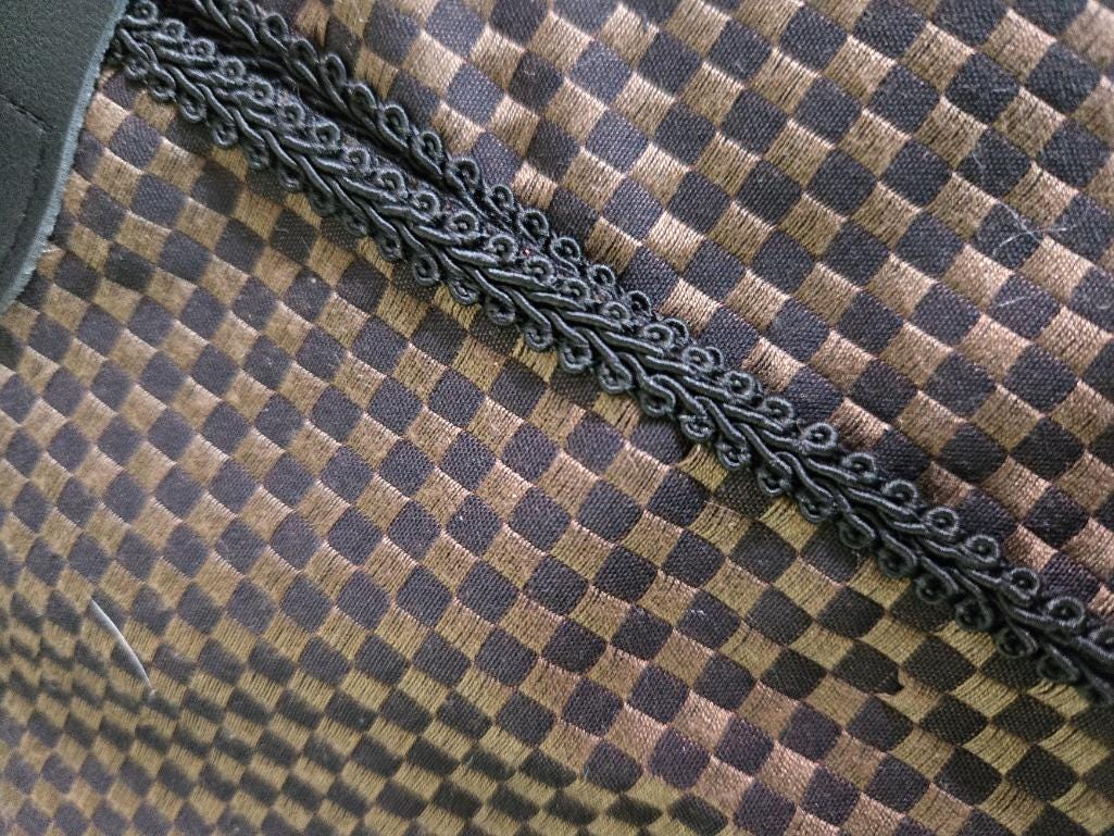 Black Brown Jacquard Cape Braid Edging - Capelet Victorian Steampunk Gothic Costume