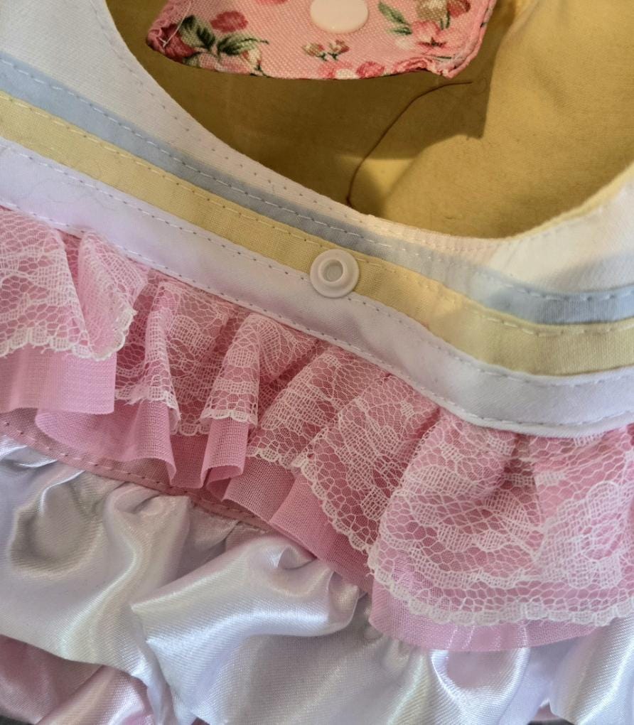 Handmade Lolita Kawaii Hand Bag Pink White Flowers Bows Lace Frills Cosplay Tea Party