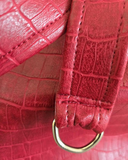 Handmade Red Faux Leather Snake skin Handbag, Fully Lined, Original OOAK
