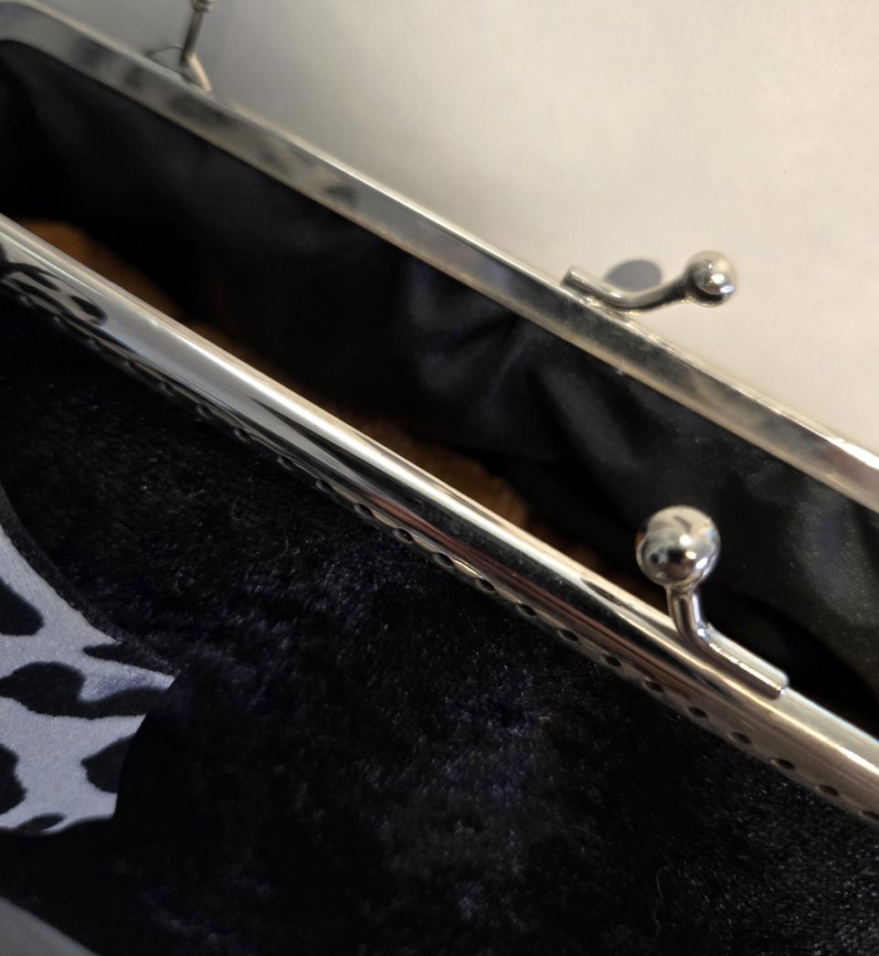 Handmade Black Velvet & Bow Detail Gothic Evening Bag Clutch Chain Handle Party Whitby