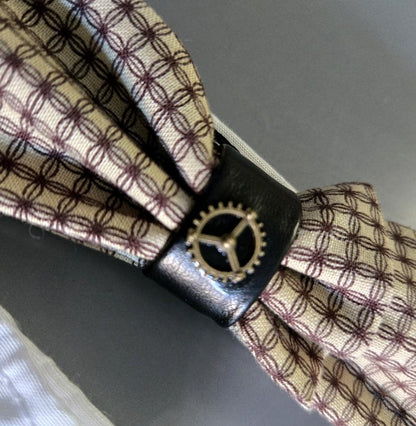 Brown & Cream Steampunk Bow Tie, Cog Centre, Goth, Whitby, Groom