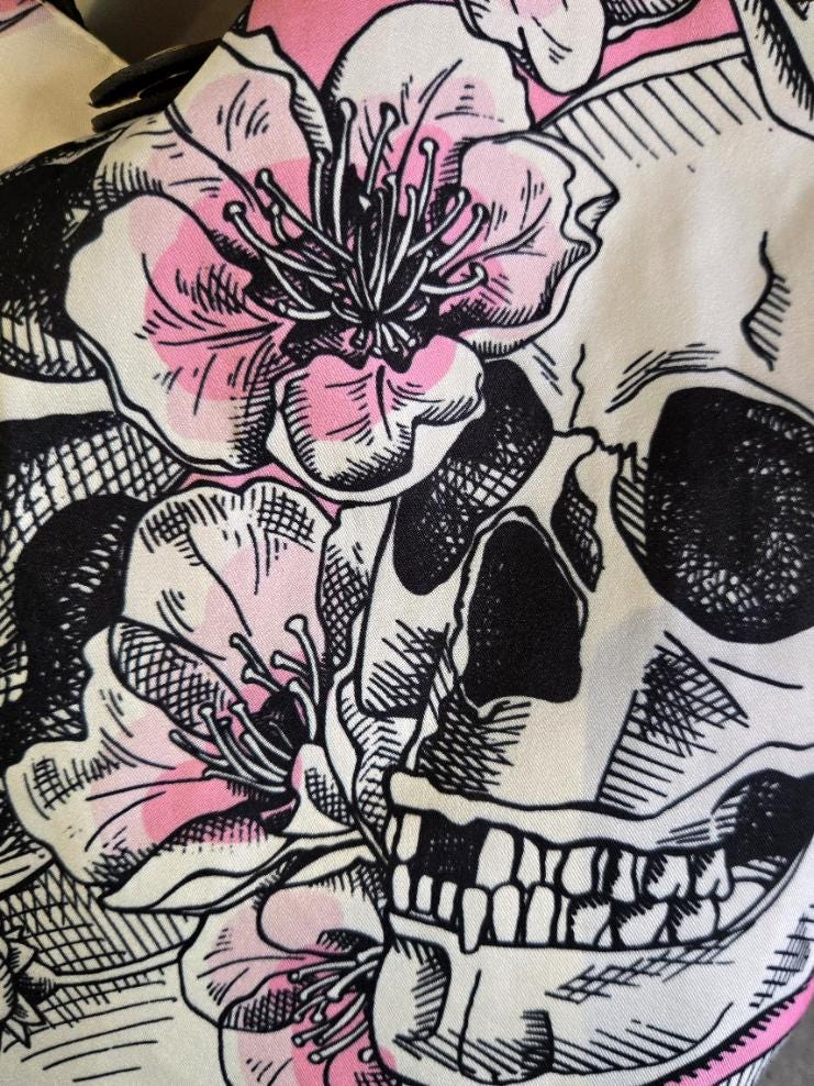 Pink Black White Skulls Boho Sling Bag - Travel Holiday Festival