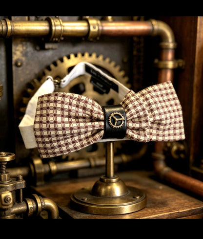 Brown & Cream Steampunk Bow Tie, Cog Centre, Goth, Whitby, Groom