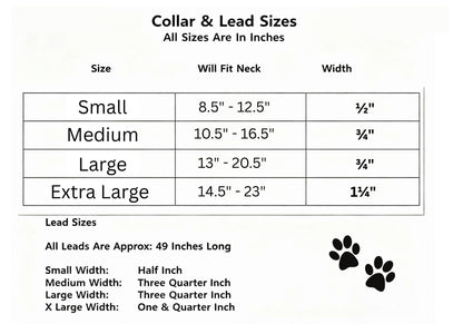 Black White Skulls & Stars Dog Collar And Lead Set - Medium -  Matching Leash Set