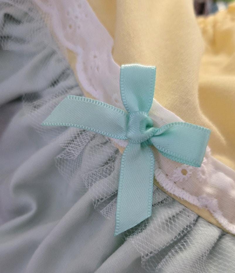 Pink Lemon Mint Green Sweet Lolita Kawaii Skirt - Frills Bows Kei Size 8 - 12 (UK)
