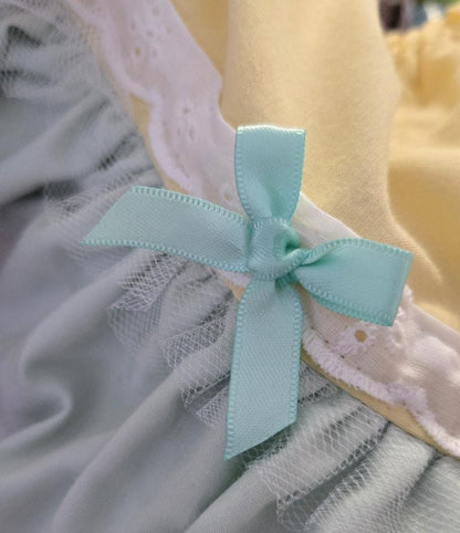 Pink Lemon Mint Green Sweet Lolita Kawaii Skirt - Frills Bows Kei Size 8 - 12 (UK)