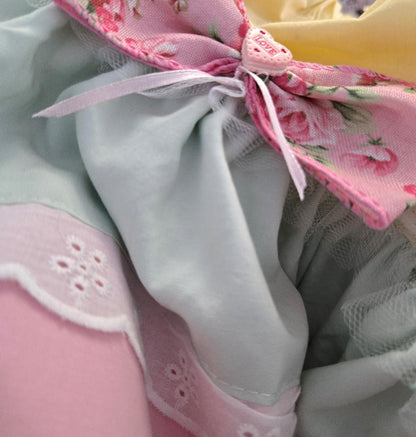 Pink Lemon Mint Green Sweet Lolita Kawaii Skirt - Frills Bows Kei Size 8 - 12 (UK)