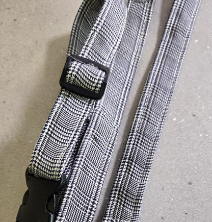 Black White Prince of Wales Check Dog Collar And Lead Set - Medium -  Matching Leash Set