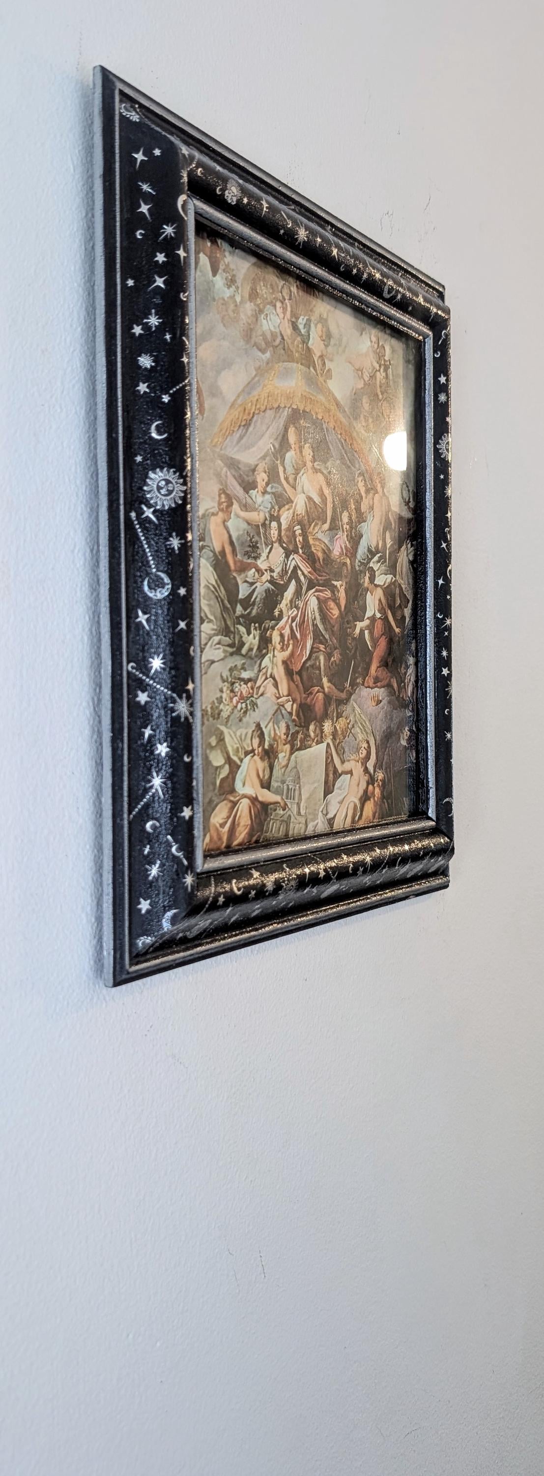 Hand-Painted Blue and Silver Celestial Chunky Wooden Wall Hanging Portrait Picture Frame (8 x 10")
