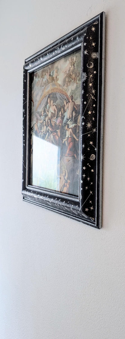 Hand-Painted Blue and Silver Celestial Chunky Wooden Wall Hanging Portrait Picture Frame (8 x 10")