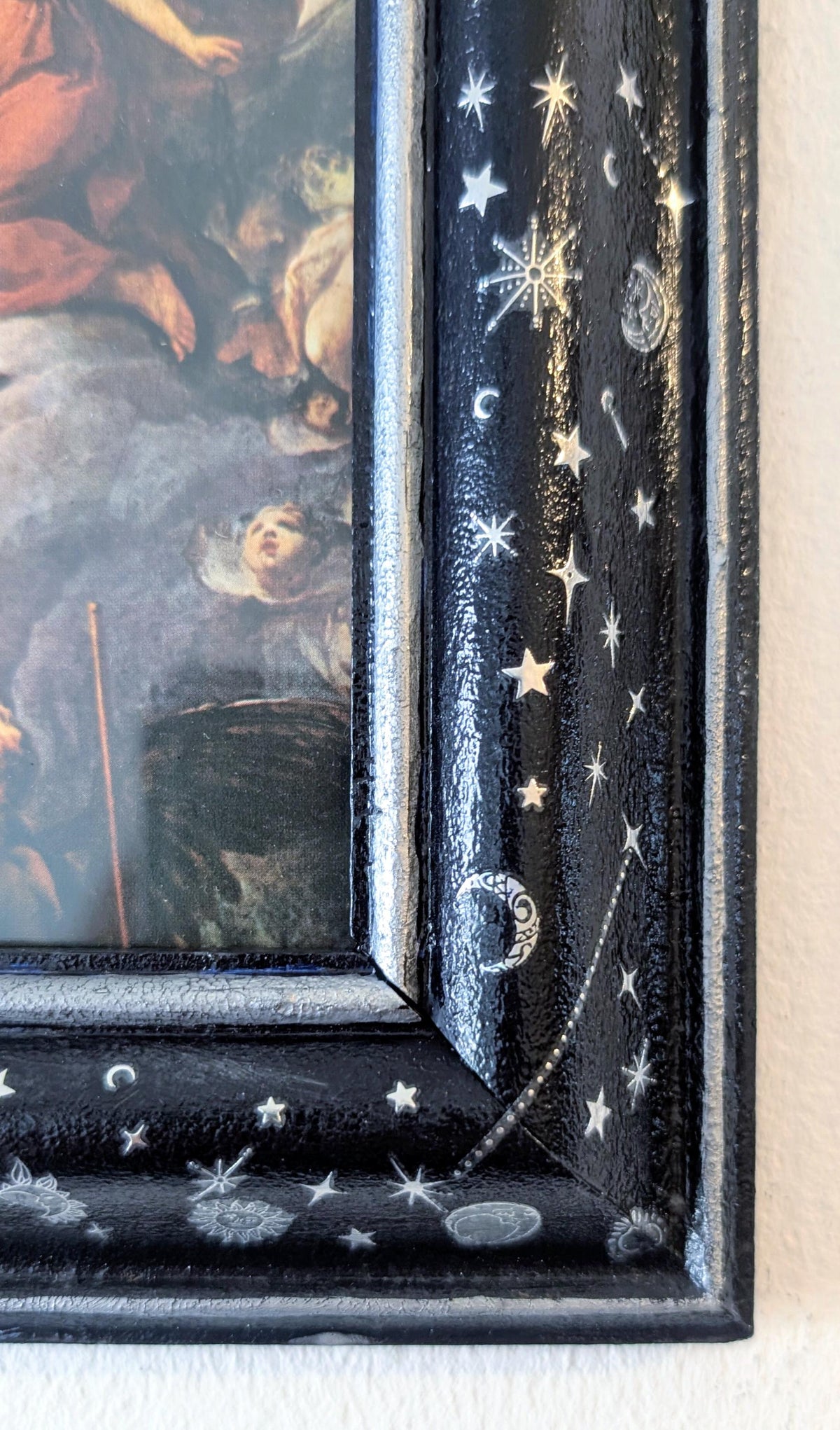 Hand-Painted Blue and Silver Celestial Chunky Wooden Wall Hanging Portrait Picture Frame (8 x 10")