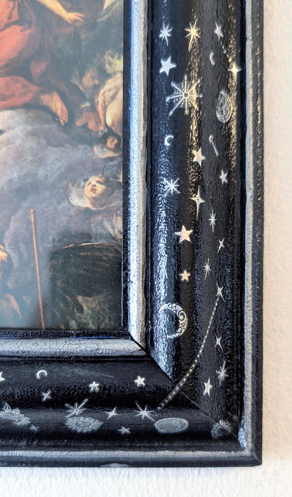 Hand-Painted Blue and Silver Celestial Chunky Wooden Wall Hanging Portrait Picture Frame (8 x 10")