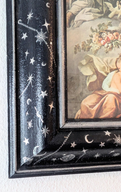 Hand-Painted Blue and Silver Celestial Chunky Wooden Wall Hanging Portrait Picture Frame (8 x 10")