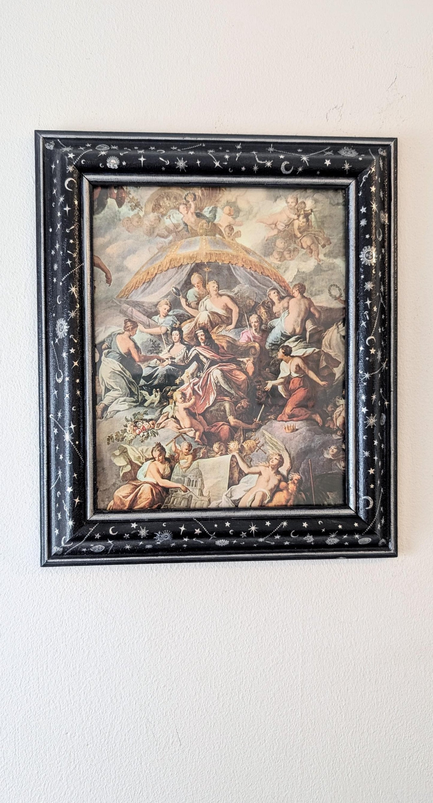 Hand-Painted Blue and Silver Celestial Chunky Wooden Wall Hanging Portrait Picture Frame (8 x 10")