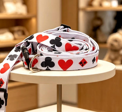 Hearts Diamonds Cubs Cards Dog Collar And Lead Set - Medium -  Matching Leash Set