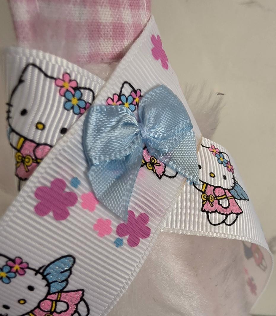 White Faux Fur Lolita Kawaii Hand Bag Pink Blue Bows Lace Frills Cosplay Tea Party