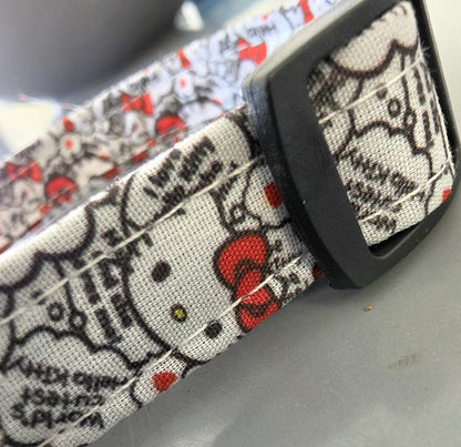 Cute Kitty Cat Dog Collar - Medium - Red White Black