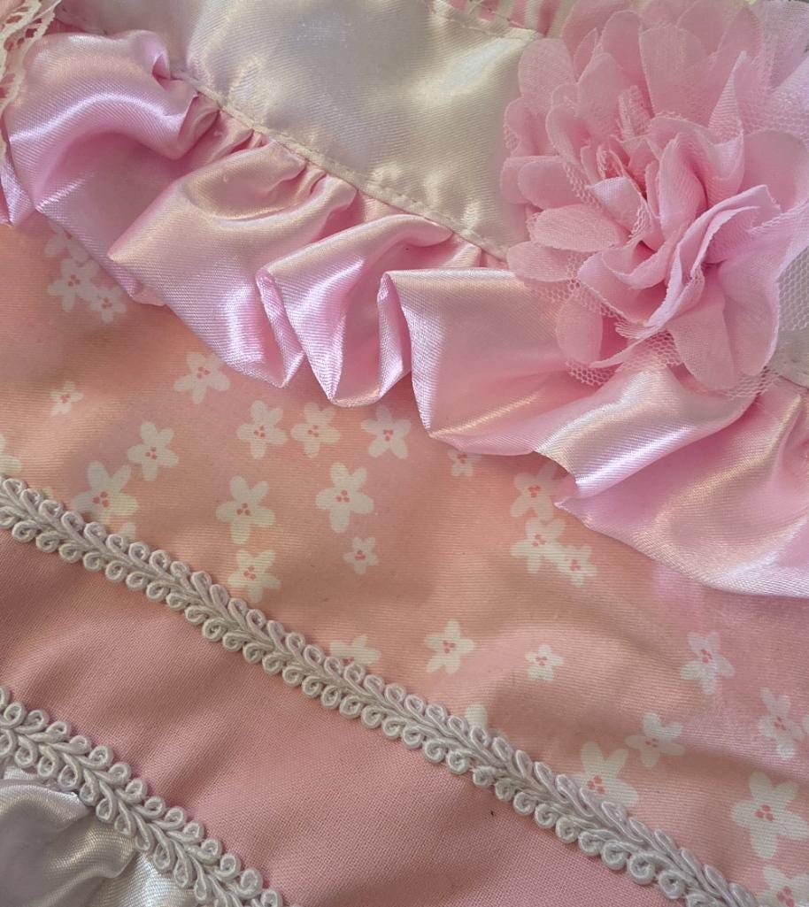 Sweet Lolita Pink & White Frilly Satin Handbag - Kawaii Tea Party Purse