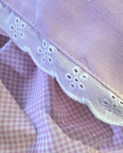 Pink White Gingham Sweet Lolita Kawaii Skirt - Frills Bows Kei Size 20 - 22 (UK)