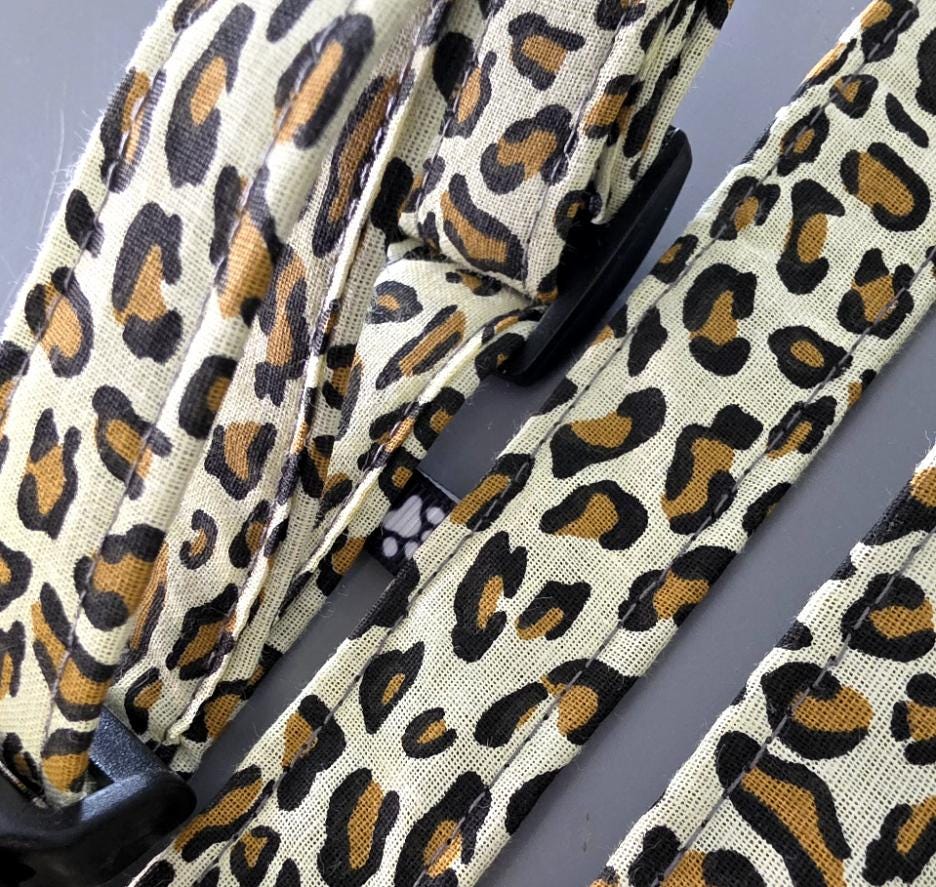 Leopard Print Dog Collar And Lead Set - SMALL -  Matching Leash Set