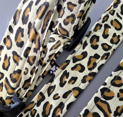 Leopard Print Dog Collar And Lead Set - Extra Large -  Matching Leash Set