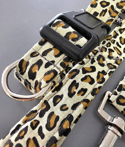 Leopard Print Dog Collar And Lead Set - Extra Large -  Matching Leash Set
