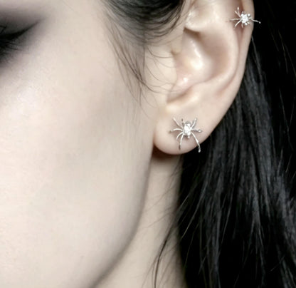 Handmade Silver Spider Earrings, Pierced, Halloween, Whitby, Gothic