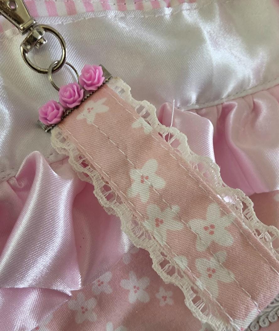 Sweet Lolita Pink & White Frilly Satin Handbag - Kawaii Tea Party Purse