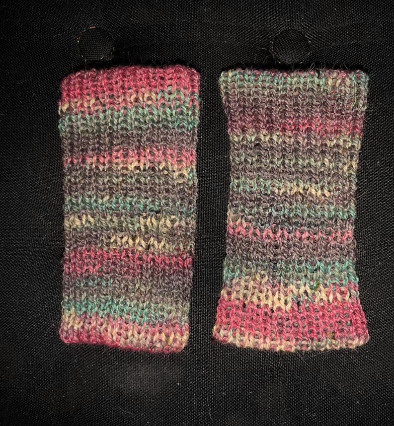 Handmade Knitted Wrist Cuffs | Pink Green Purple  | Emo Goth Steampunk Style