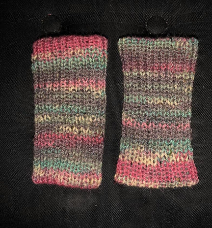 Handmade Knitted Wrist Cuffs | Pink Green Purple  | Emo Goth Steampunk Style