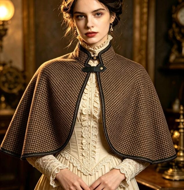 Black Brown Jacquard Cape Braid Edging - Capelet Victorian Steampunk Gothic Costume Cosplay