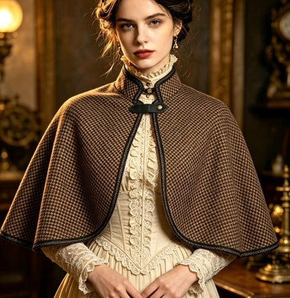 Black Brown Jacquard Cape Braid Edging - Capelet Victorian Steampunk Gothic Costume Cosplay