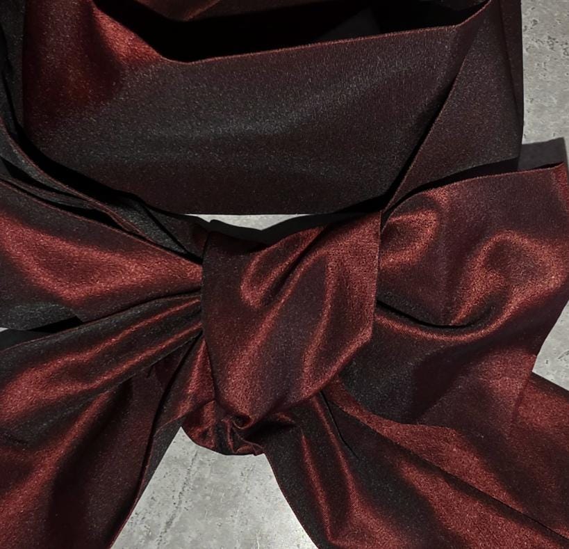 Burgundy Red Silky Dupion Cravat Bow Tie - Steampunk Pussy Bow Gothic Victorian Costume Wedding