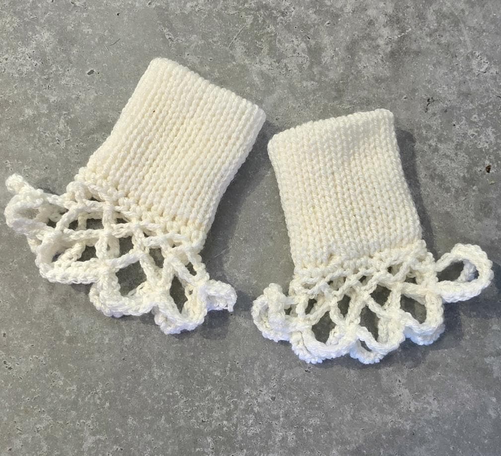 Handmade Cream Knitted Lace Wrist Cuffs | Victorian Goth Steampunk Accessories | Whitby Alternative Fashion Detachable