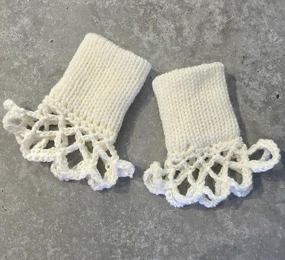 Handmade Cream Knitted Lace Wrist Cuffs | Victorian Goth Steampunk Accessories | Whitby Alternative Fashion Detachable