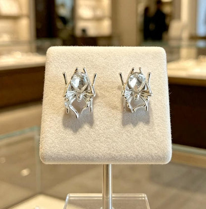 Handmade Silver Spider Earrings, Pierced, Halloween, Whitby, Gothic