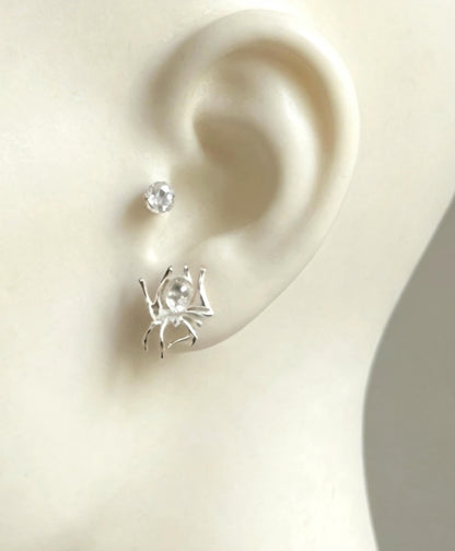 Handmade Silver Spider Earrings, Pierced, Halloween, Whitby, Gothic