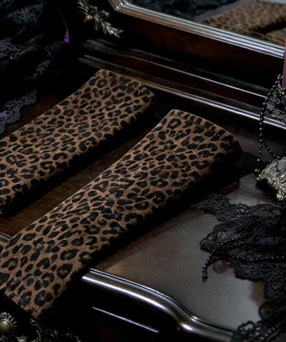 Brown Leopard Print Stretch Arm Warmers , Gothic Victorian Sleeves Costume