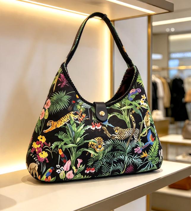 Liberty Print Jungle Shoulder Bag, Linen Green Multi - Lined