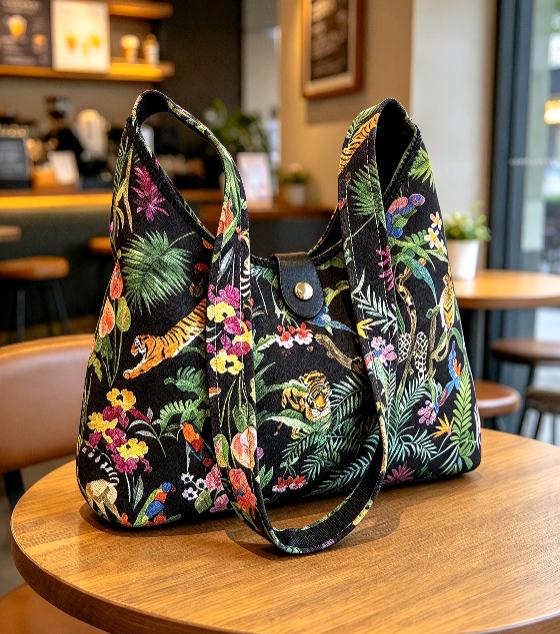 Liberty Print Jungle Shoulder Bag, Linen Green Multi - Lined
