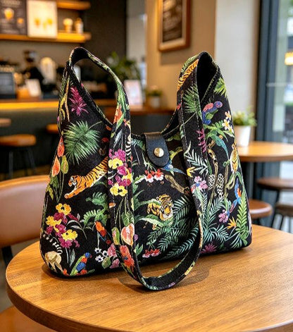 Liberty Print Jungle Shoulder Bag, Linen Green Multi - Lined