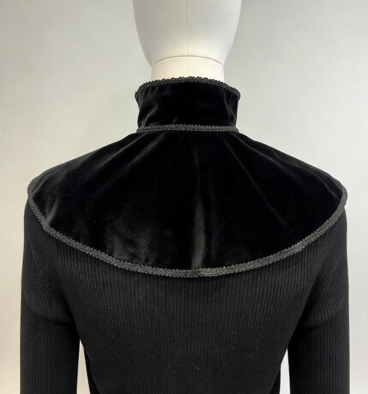 Black Velvet Capelet Cape - Braid Trim, Victorian Steampunk Costume Whitby