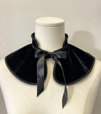 Black Velvet Capelet Cape - Braid Trim, Victorian Steampunk Costume Whitby