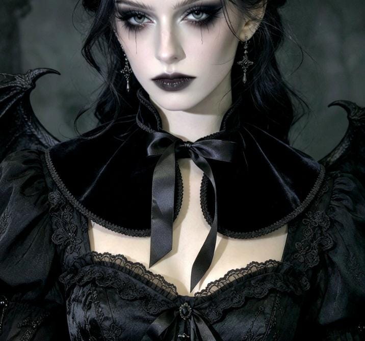 Black Velvet Capelet Cape - Braid Trim, Victorian Steampunk Costume Whitby