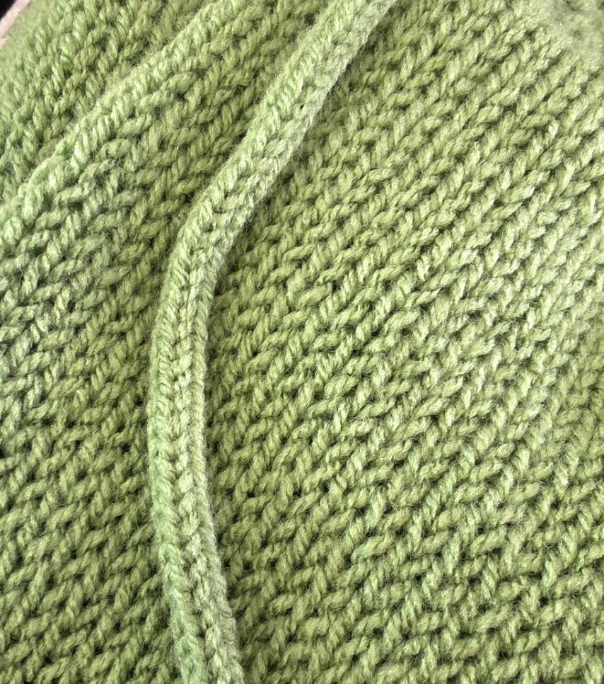 Cosy Green Knitted Snood: Neck Warmer Band With Crochet Cord Ties